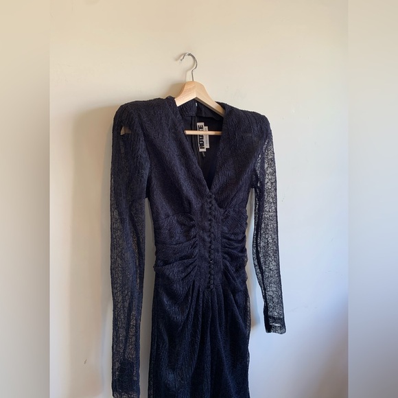 Rotate Birger Christensen Heather Long-Sleeve Lace Ruched Midi Dress - Picture 3 of 11